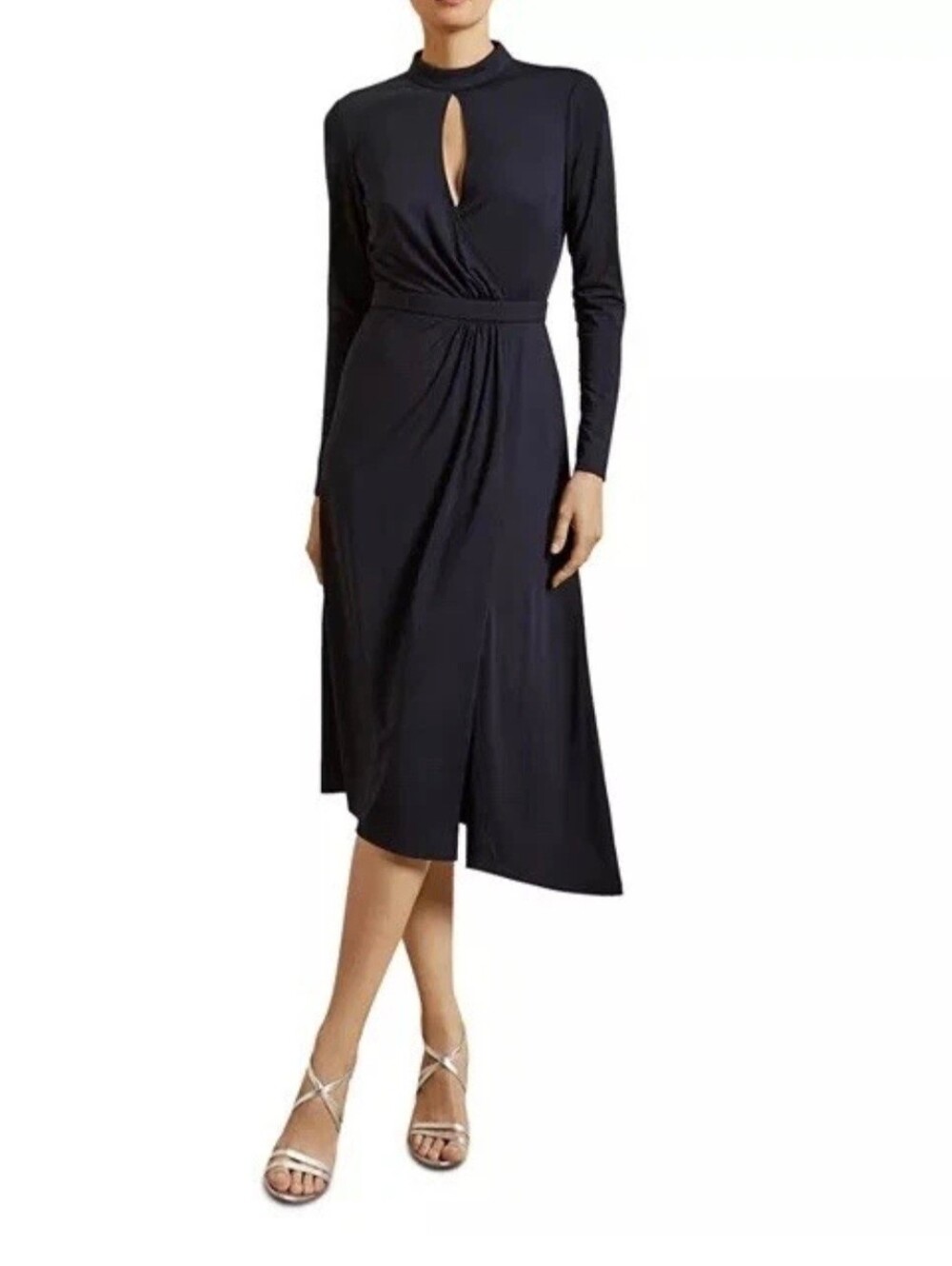 TED BAKER NWT Astrrid Asymmetrical Jersey Dress In Dk-blue Size 2